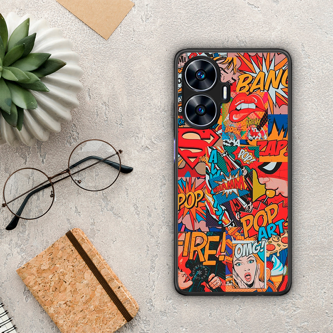 Θήκη Realme C55 Dual PopArt OMG από τη Smartfits με σχέδιο στο πίσω μέρος και μαύρο περίβλημα | Realme C55 Dual PopArt OMG Case with Colorful Back and Black Bezels