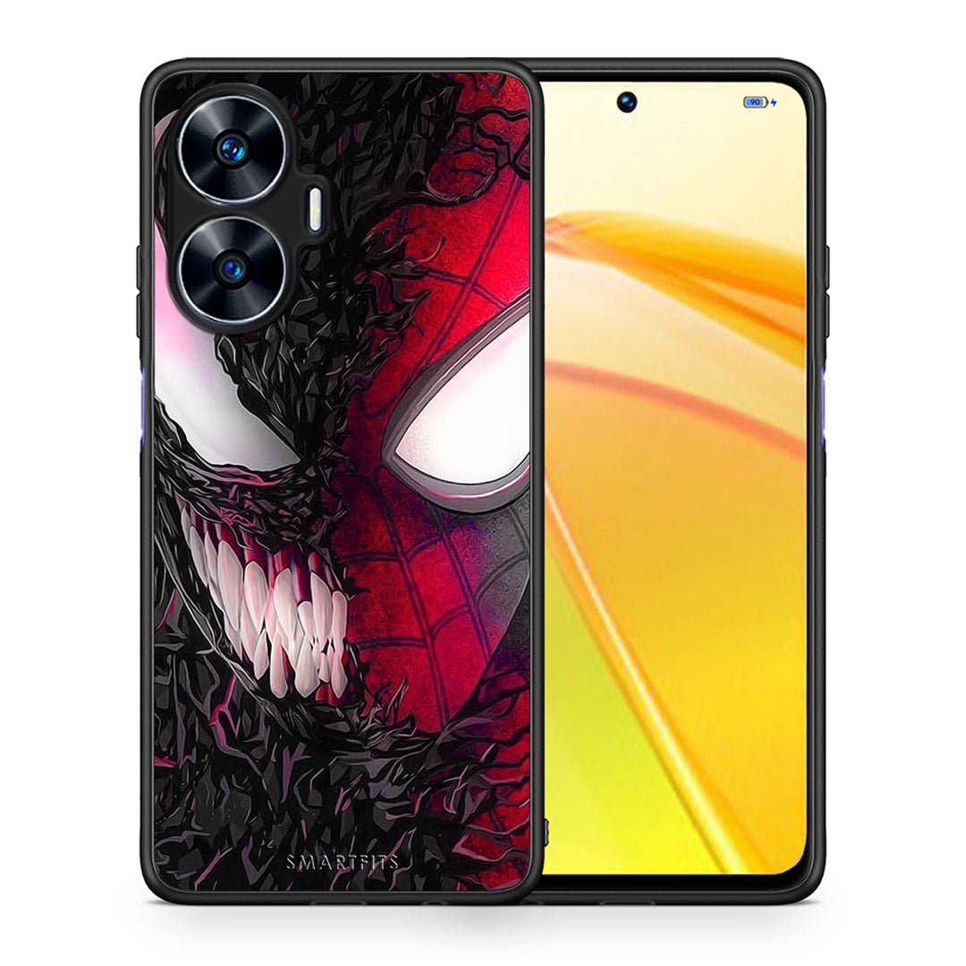 Θήκη Realme C55 Dual PopArt SpiderVenom από τη Smartfits με σχέδιο στο πίσω μέρος και μαύρο περίβλημα | Realme C55 Dual PopArt SpiderVenom Case with Colorful Back and Black Bezels