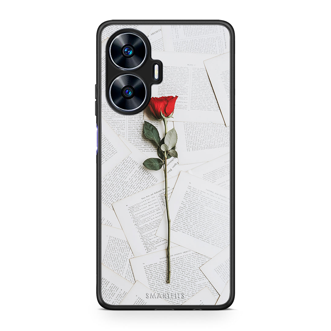 Θήκη Realme C55 Dual Red Rose από τη Smartfits με σχέδιο στο πίσω μέρος και μαύρο περίβλημα | Realme C55 Dual Red Rose Case with Colorful Back and Black Bezels