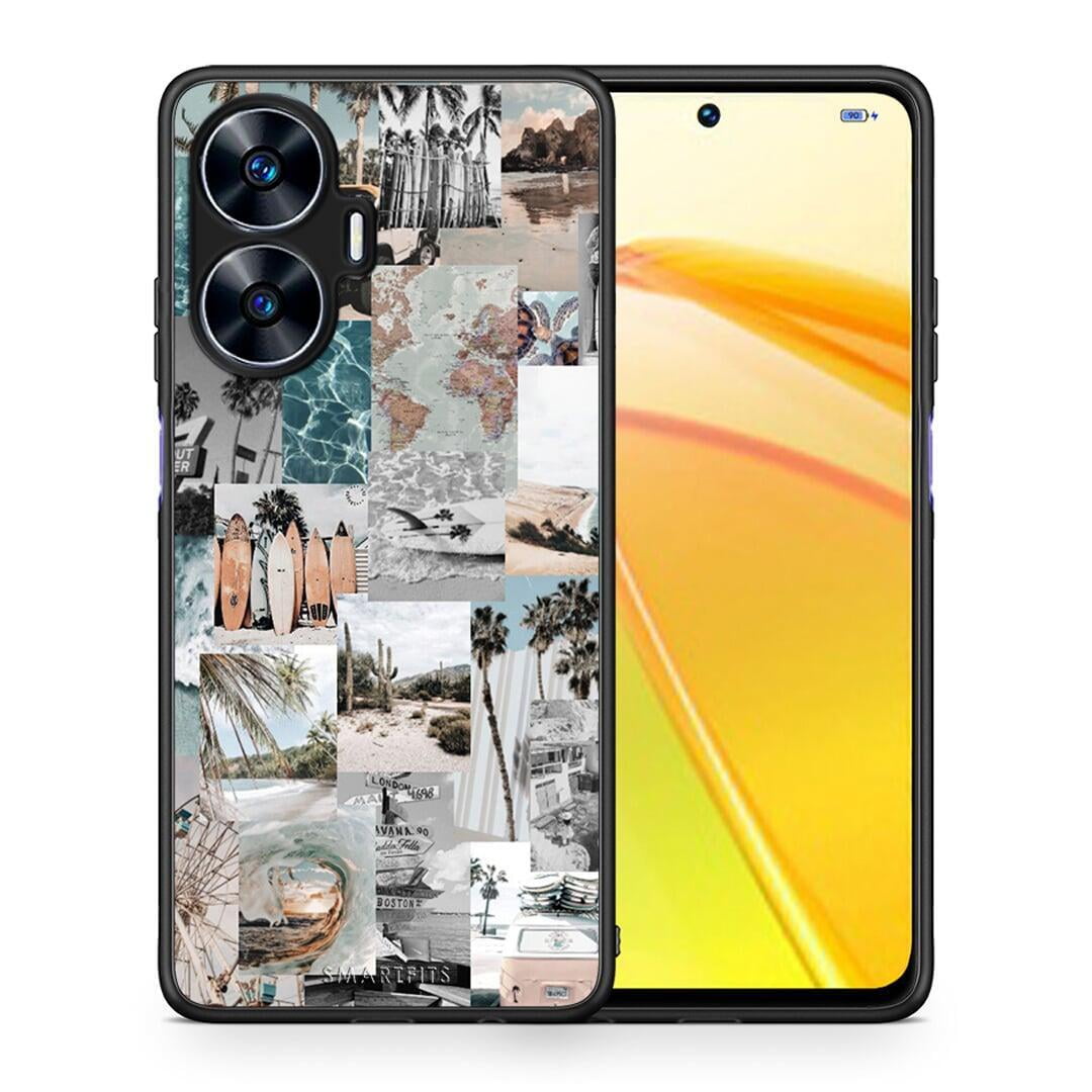 Θήκη Realme C55 Dual Retro Beach Life από τη Smartfits με σχέδιο στο πίσω μέρος και μαύρο περίβλημα | Realme C55 Dual Retro Beach Life Case with Colorful Back and Black Bezels