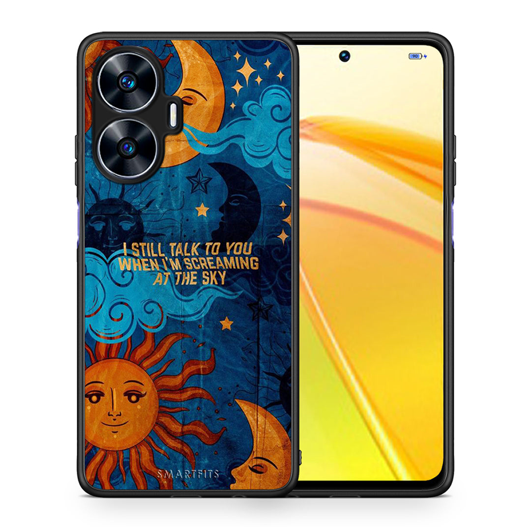 Θήκη Realme C55 Dual Screaming Sky από τη Smartfits με σχέδιο στο πίσω μέρος και μαύρο περίβλημα | Realme C55 Dual Screaming Sky Case with Colorful Back and Black Bezels