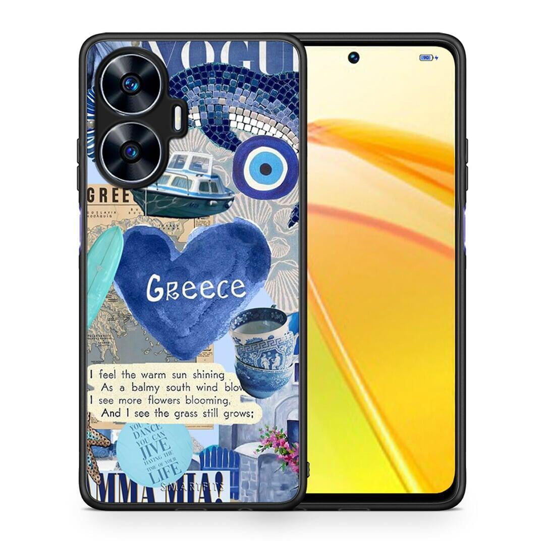 Θήκη Realme C55 Dual Summer In Greece από τη Smartfits με σχέδιο στο πίσω μέρος και μαύρο περίβλημα | Realme C55 Dual Summer In Greece Case with Colorful Back and Black Bezels