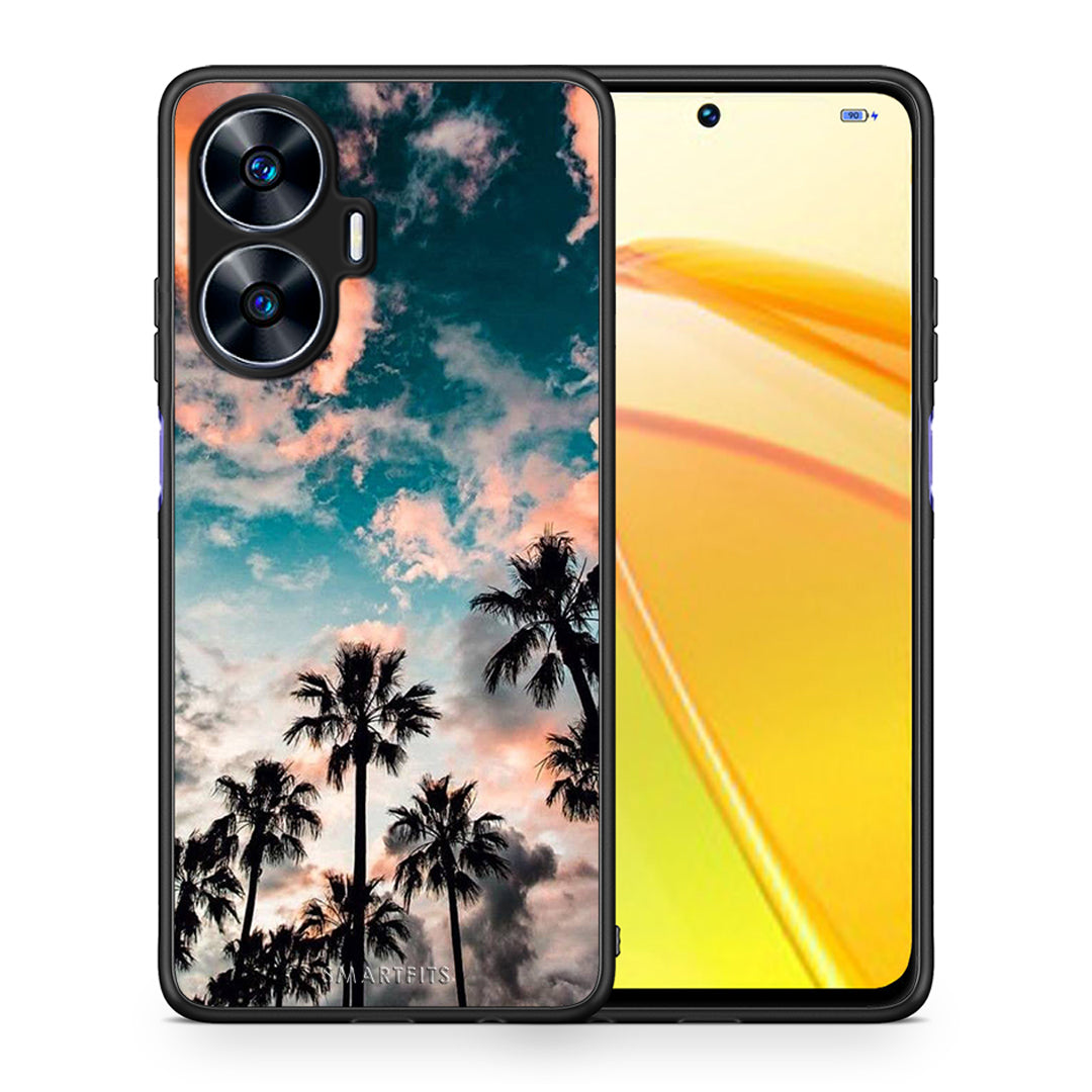 Θήκη Realme C55 Dual Summer Sky από τη Smartfits με σχέδιο στο πίσω μέρος και μαύρο περίβλημα | Realme C55 Dual Summer Sky Case with Colorful Back and Black Bezels