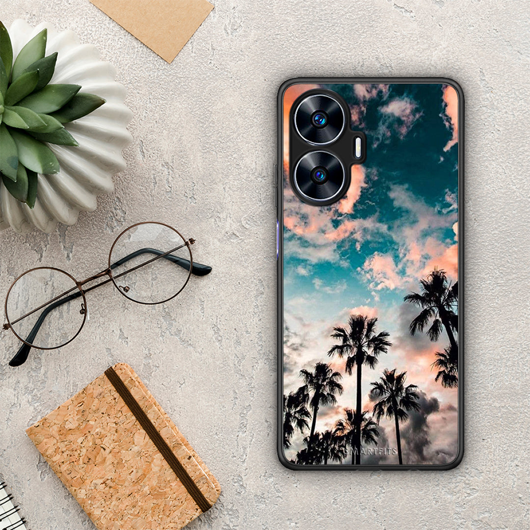 Θήκη Realme C55 Dual Summer Sky από τη Smartfits με σχέδιο στο πίσω μέρος και μαύρο περίβλημα | Realme C55 Dual Summer Sky Case with Colorful Back and Black Bezels