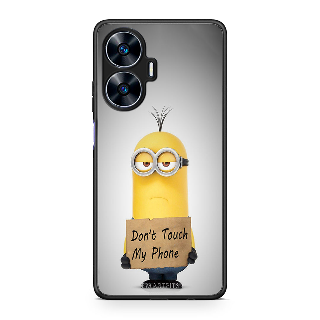 Θήκη Realme C55 Dual Text Minion από τη Smartfits με σχέδιο στο πίσω μέρος και μαύρο περίβλημα | Realme C55 Dual Text Minion Case with Colorful Back and Black Bezels