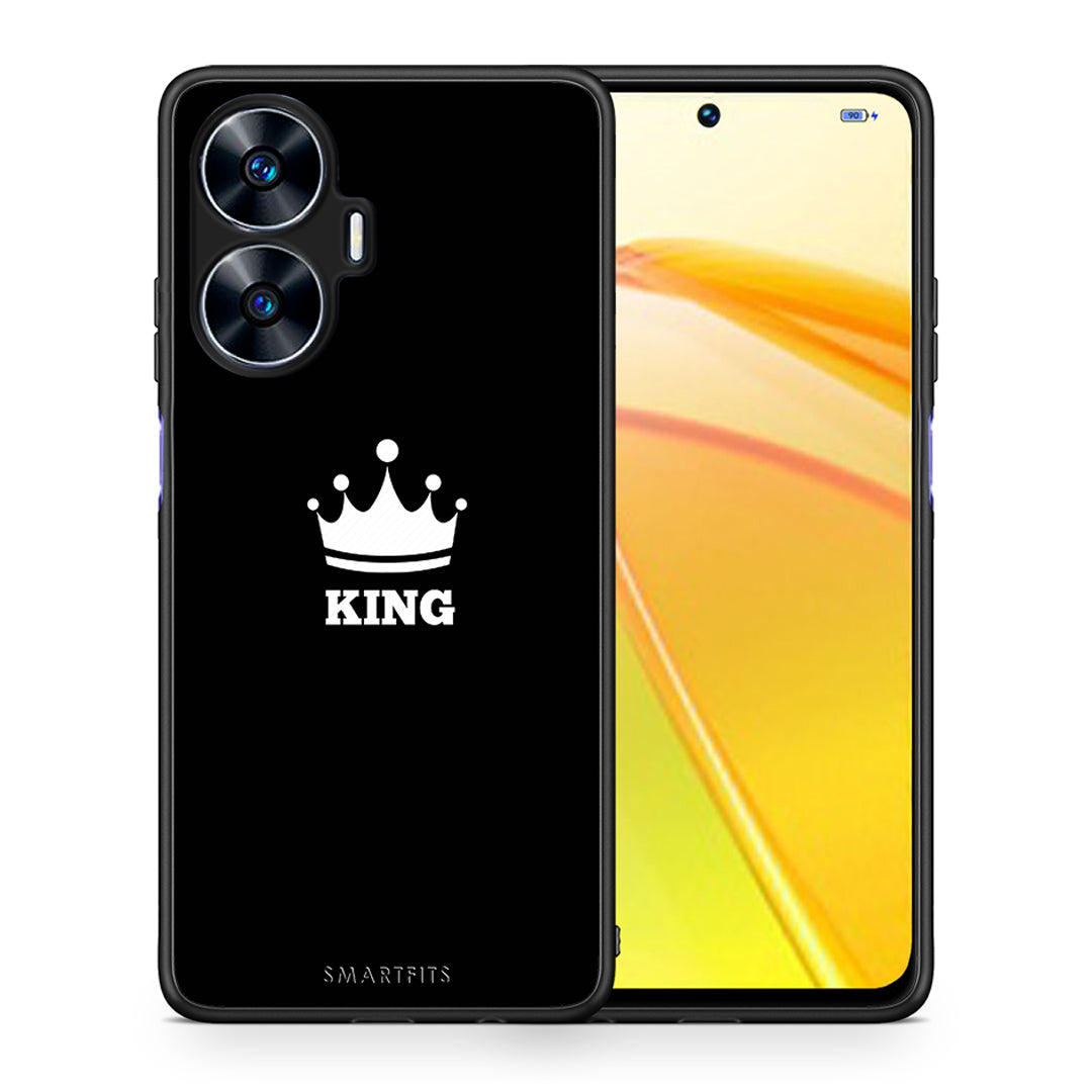 Θήκη Realme C55 Dual Valentine King από τη Smartfits με σχέδιο στο πίσω μέρος και μαύρο περίβλημα | Realme C55 Dual Valentine King Case with Colorful Back and Black Bezels