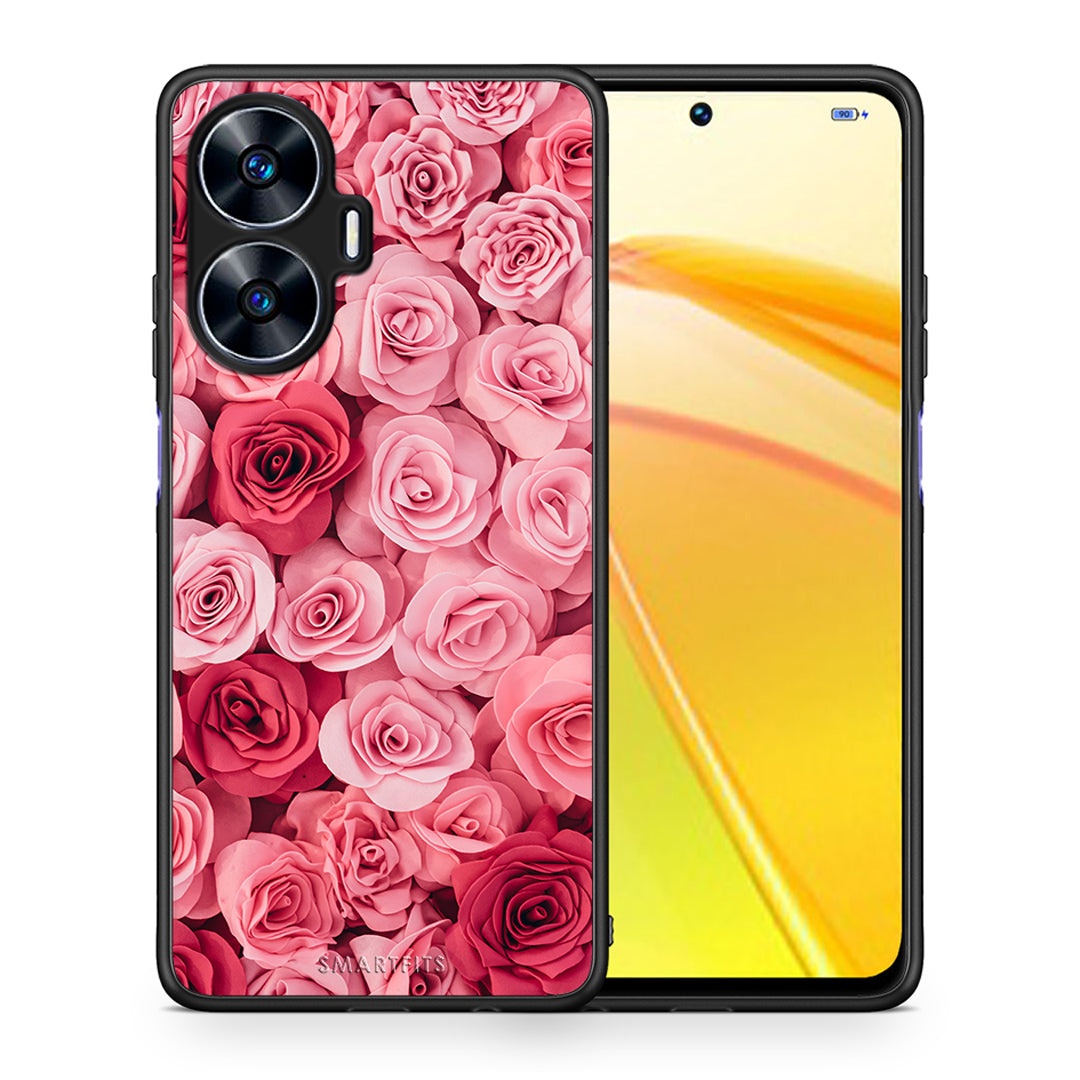 Θήκη Realme C55 Dual Valentine RoseGarden από τη Smartfits με σχέδιο στο πίσω μέρος και μαύρο περίβλημα | Realme C55 Dual Valentine RoseGarden Case with Colorful Back and Black Bezels