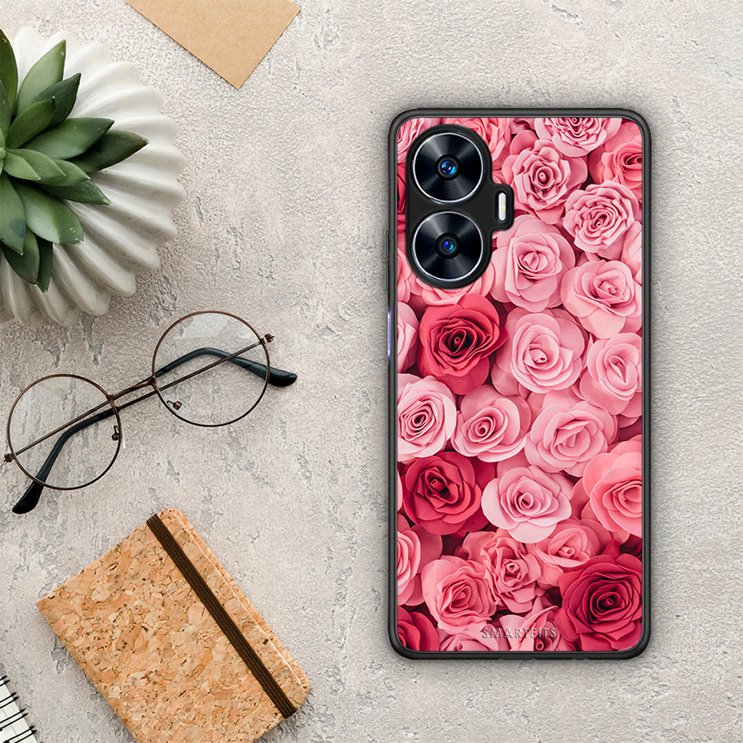 Θήκη Realme C55 Dual Valentine RoseGarden από τη Smartfits με σχέδιο στο πίσω μέρος και μαύρο περίβλημα | Realme C55 Dual Valentine RoseGarden Case with Colorful Back and Black Bezels