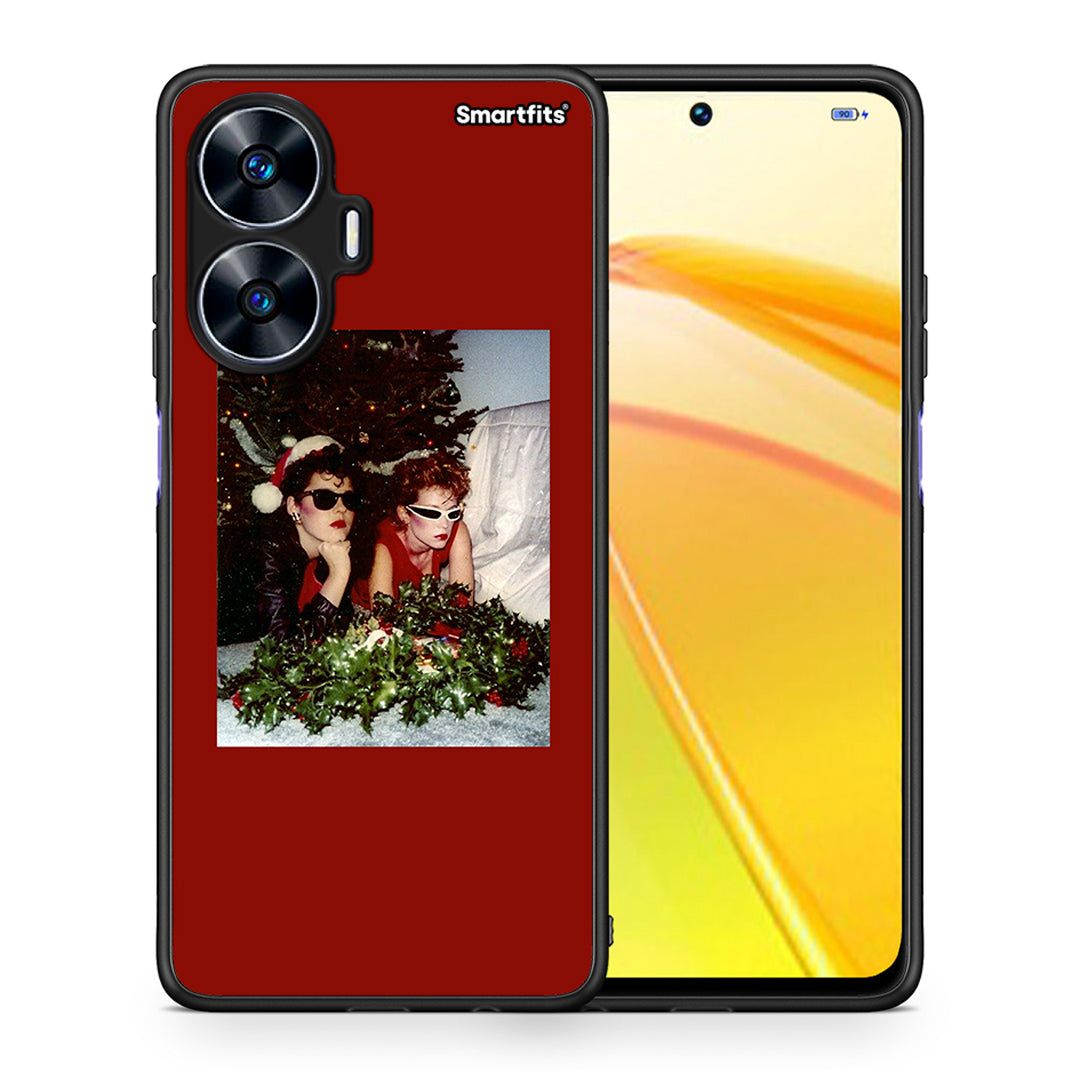 Θήκη Realme C55 Dual Waiting For Xmas από τη Smartfits με σχέδιο στο πίσω μέρος και μαύρο περίβλημα | Realme C55 Dual Waiting For Xmas Case with Colorful Back and Black Bezels