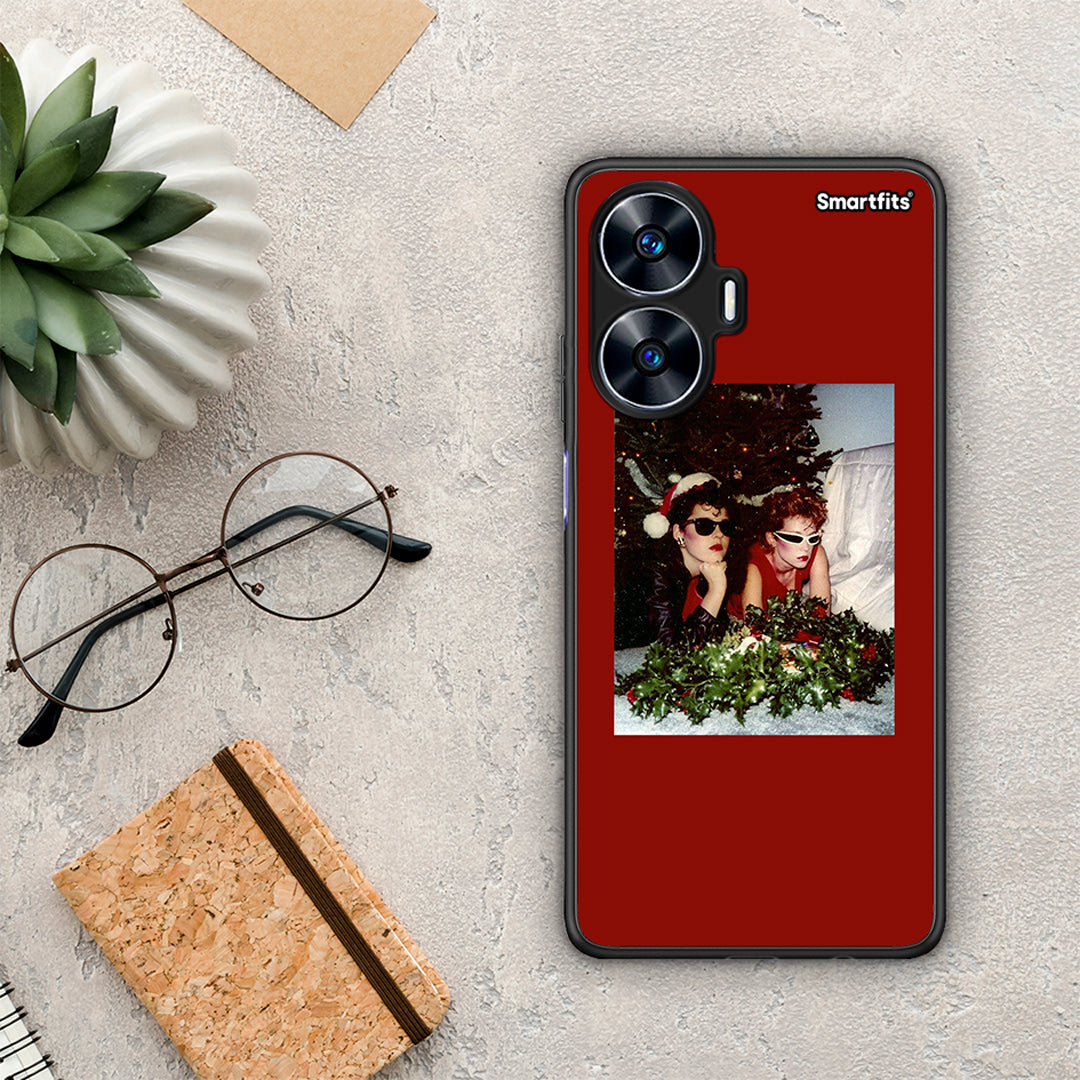 Θήκη Realme C55 Dual Waiting For Xmas από τη Smartfits με σχέδιο στο πίσω μέρος και μαύρο περίβλημα | Realme C55 Dual Waiting For Xmas Case with Colorful Back and Black Bezels