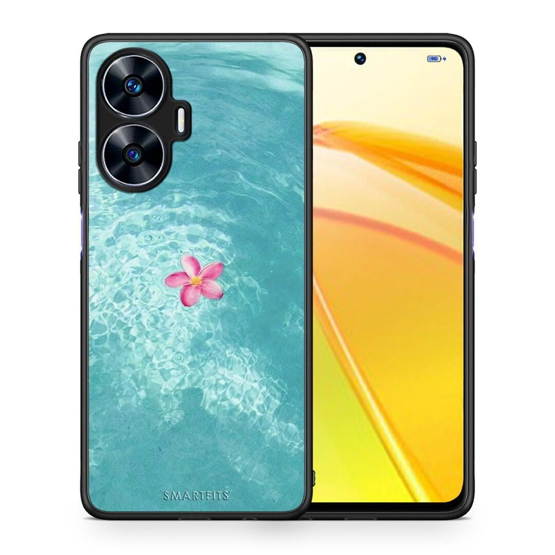 Θήκη Realme C55 Dual Water Flower από τη Smartfits με σχέδιο στο πίσω μέρος και μαύρο περίβλημα | Realme C55 Dual Water Flower Case with Colorful Back and Black Bezels