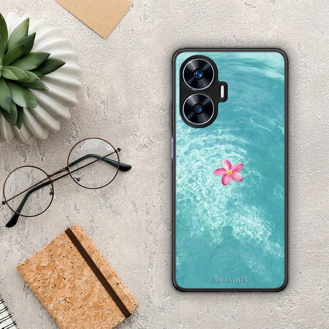 Θήκη Realme C55 Dual Water Flower από τη Smartfits με σχέδιο στο πίσω μέρος και μαύρο περίβλημα | Realme C55 Dual Water Flower Case with Colorful Back and Black Bezels