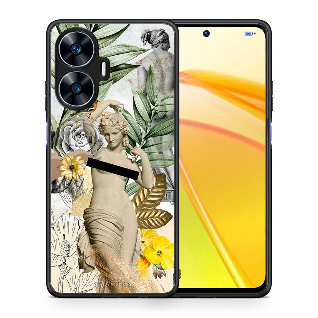 Θήκη Realme C55 Dual Woman Statue από τη Smartfits με σχέδιο στο πίσω μέρος και μαύρο περίβλημα | Realme C55 Dual Woman Statue Case with Colorful Back and Black Bezels