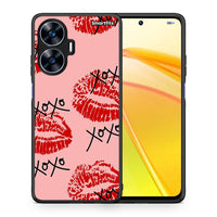 Thumbnail for Θήκη Realme C55 Dual XOXO Lips από τη Smartfits με σχέδιο στο πίσω μέρος και μαύρο περίβλημα | Realme C55 Dual XOXO Lips Case with Colorful Back and Black Bezels