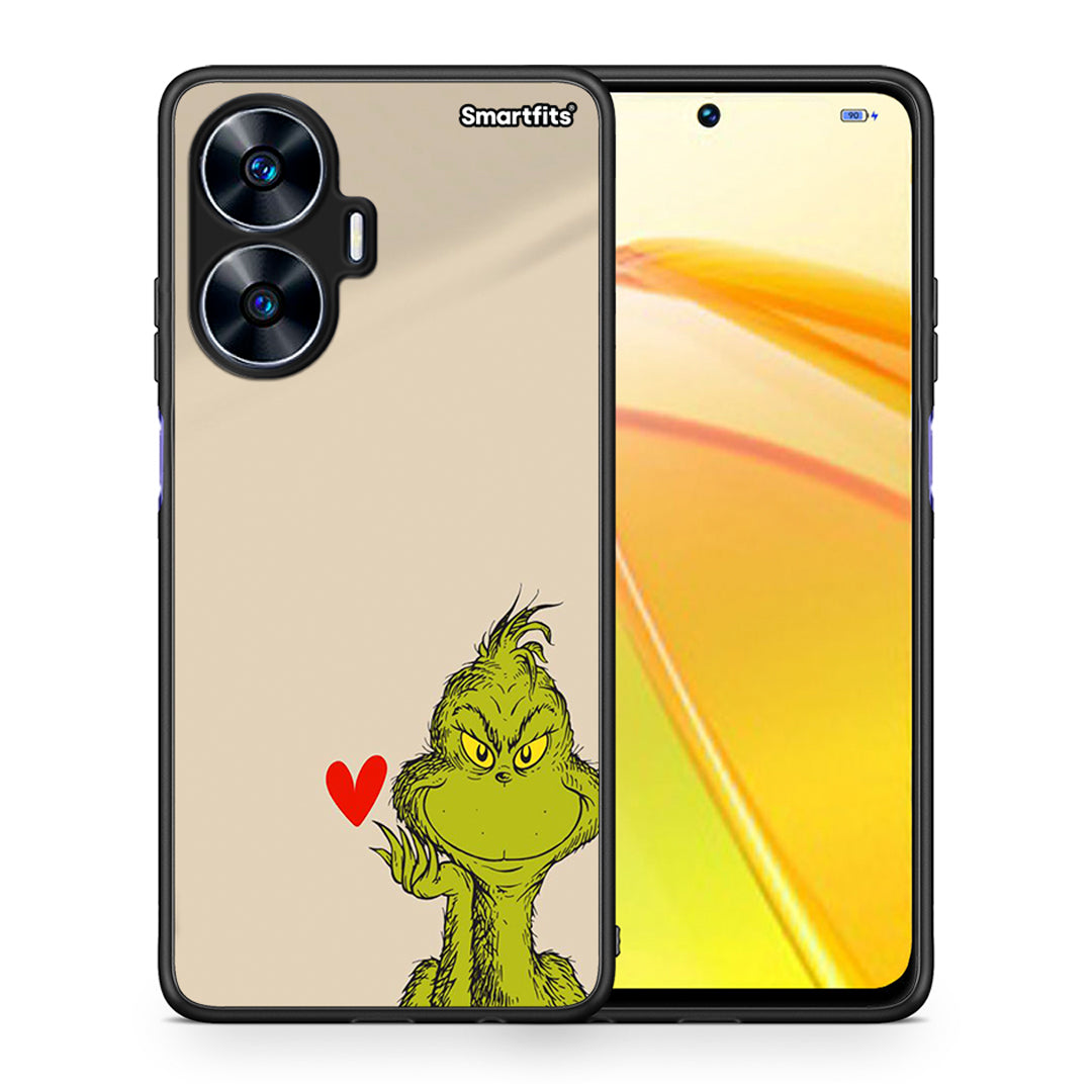 Θήκη Realme C55 Dual Xmas Grinch από τη Smartfits με σχέδιο στο πίσω μέρος και μαύρο περίβλημα | Realme C55 Dual Xmas Grinch Case with Colorful Back and Black Bezels