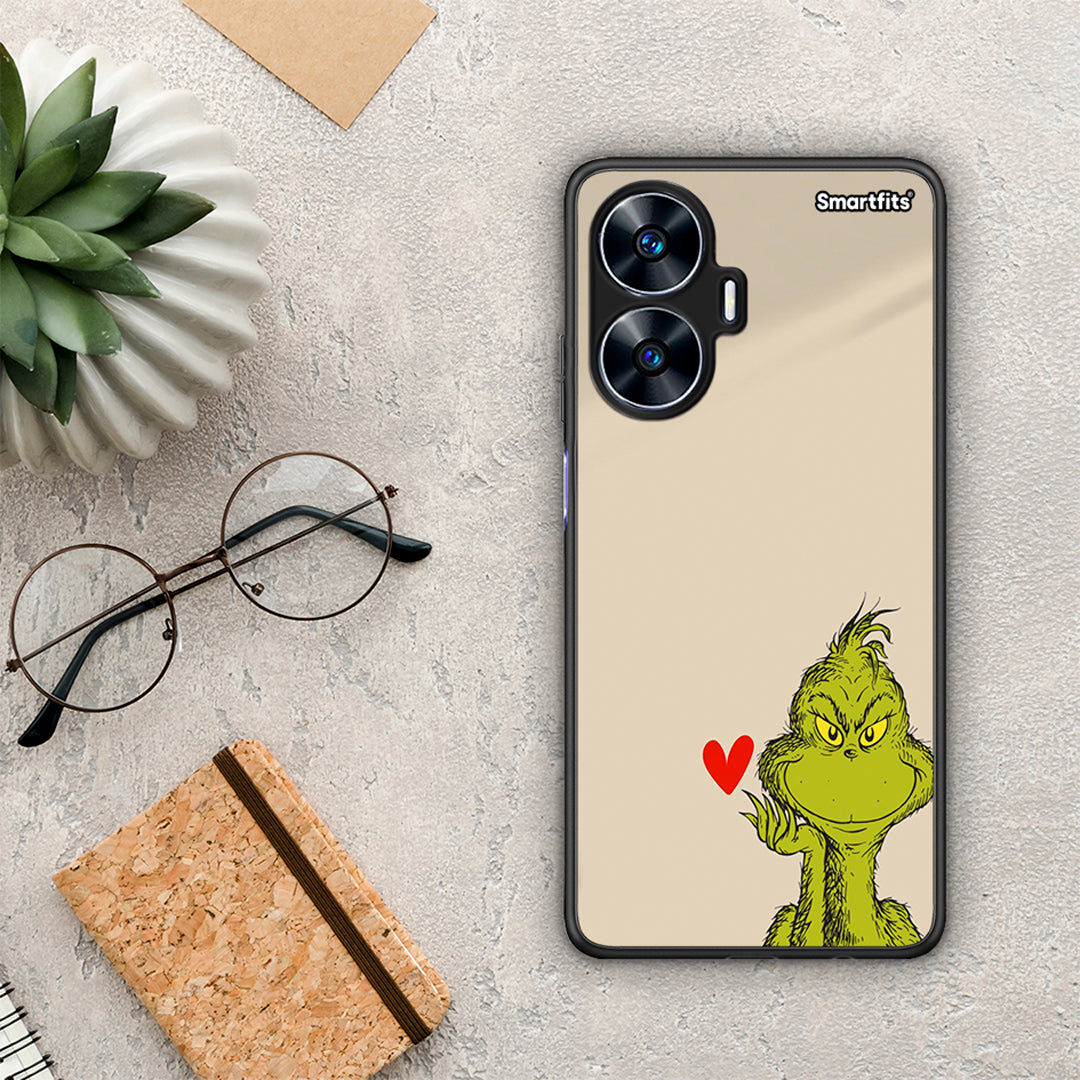 Θήκη Realme C55 Dual Xmas Grinch από τη Smartfits με σχέδιο στο πίσω μέρος και μαύρο περίβλημα | Realme C55 Dual Xmas Grinch Case with Colorful Back and Black Bezels