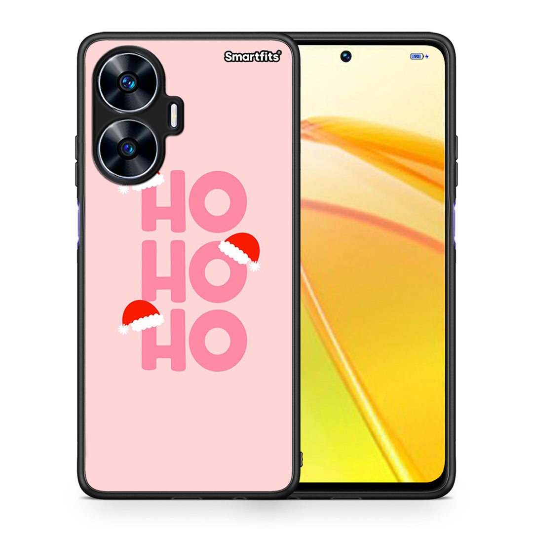 Θήκη Realme C55 Dual Xmas Ho Ho Ho από τη Smartfits με σχέδιο στο πίσω μέρος και μαύρο περίβλημα | Realme C55 Dual Xmas Ho Ho Ho Case with Colorful Back and Black Bezels