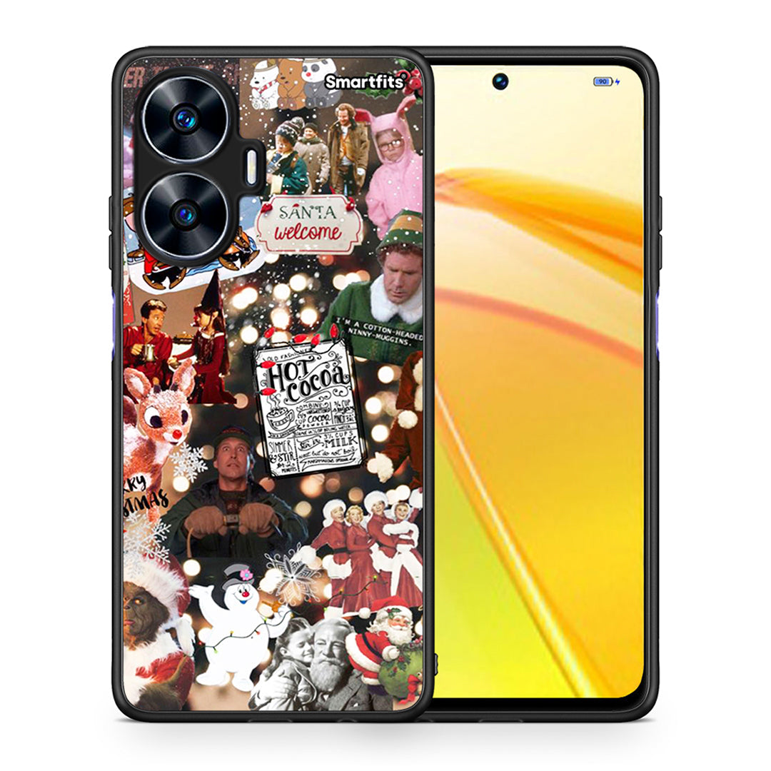 Θήκη Realme C55 Dual Xmas Movies από τη Smartfits με σχέδιο στο πίσω μέρος και μαύρο περίβλημα | Realme C55 Dual Xmas Movies Case with Colorful Back and Black Bezels