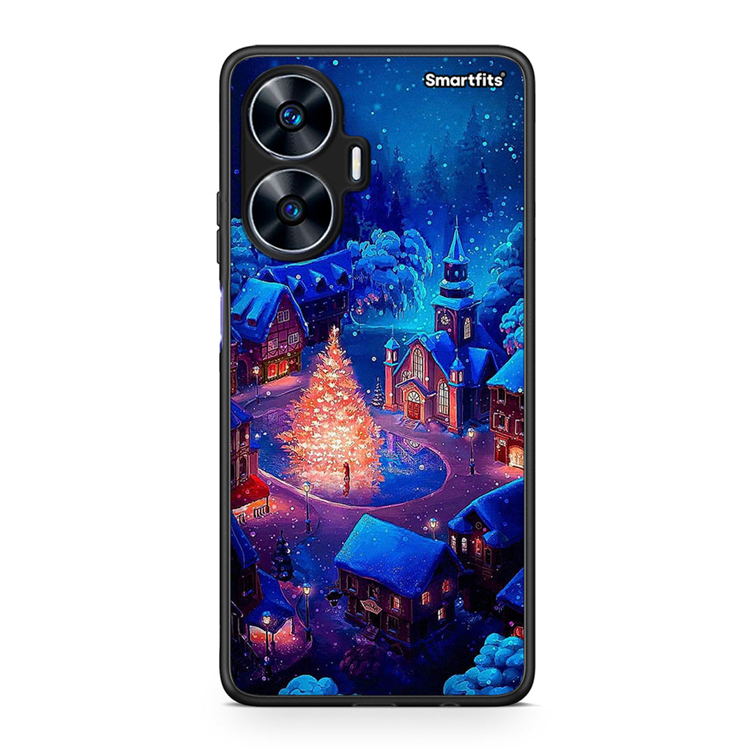 Θήκη Realme C55 Dual Xmas Village από τη Smartfits με σχέδιο στο πίσω μέρος και μαύρο περίβλημα | Realme C55 Dual Xmas Village Case with Colorful Back and Black Bezels