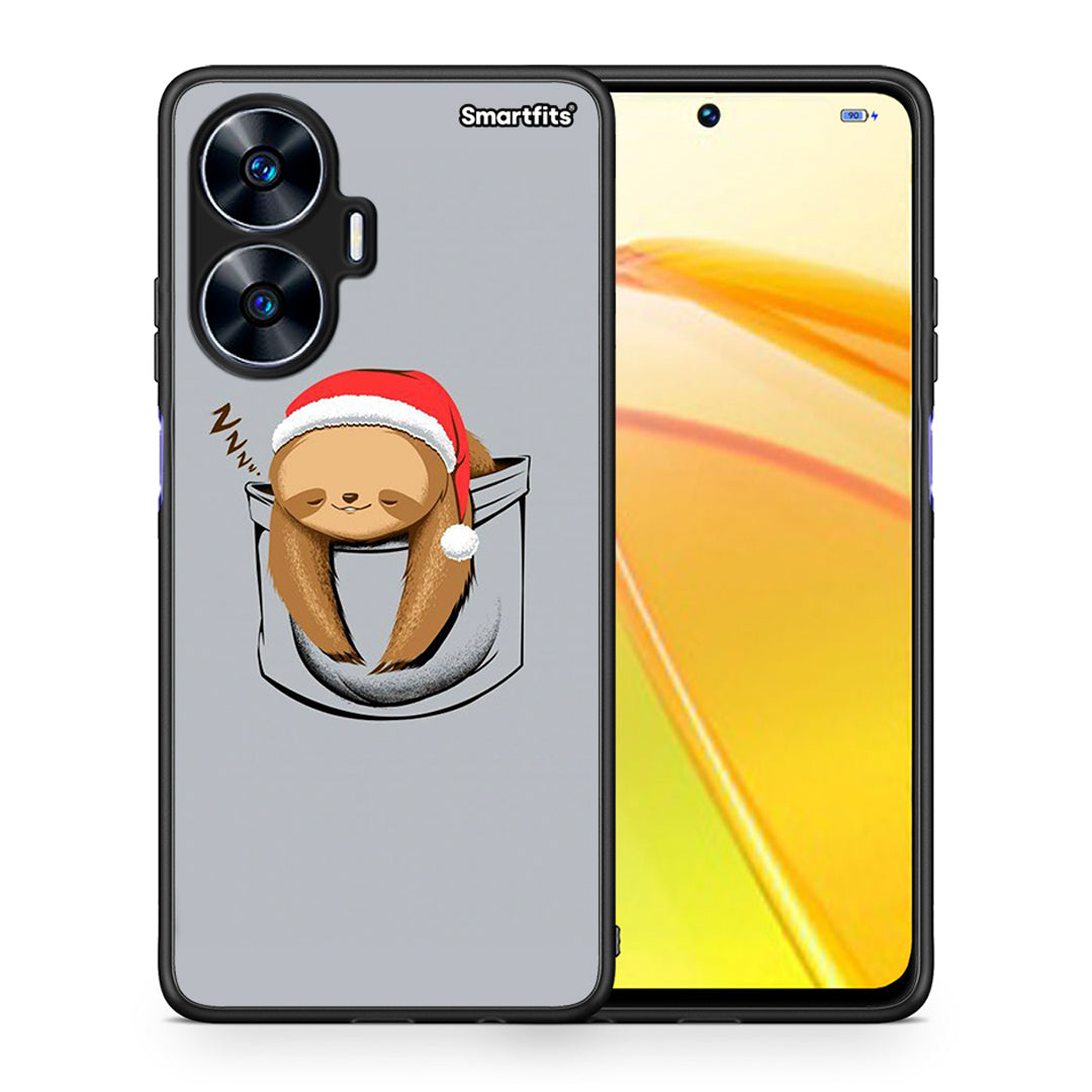 Θήκη Realme C55 Dual Xmas Zzzz από τη Smartfits με σχέδιο στο πίσω μέρος και μαύρο περίβλημα | Realme C55 Dual Xmas Zzzz Case with Colorful Back and Black Bezels