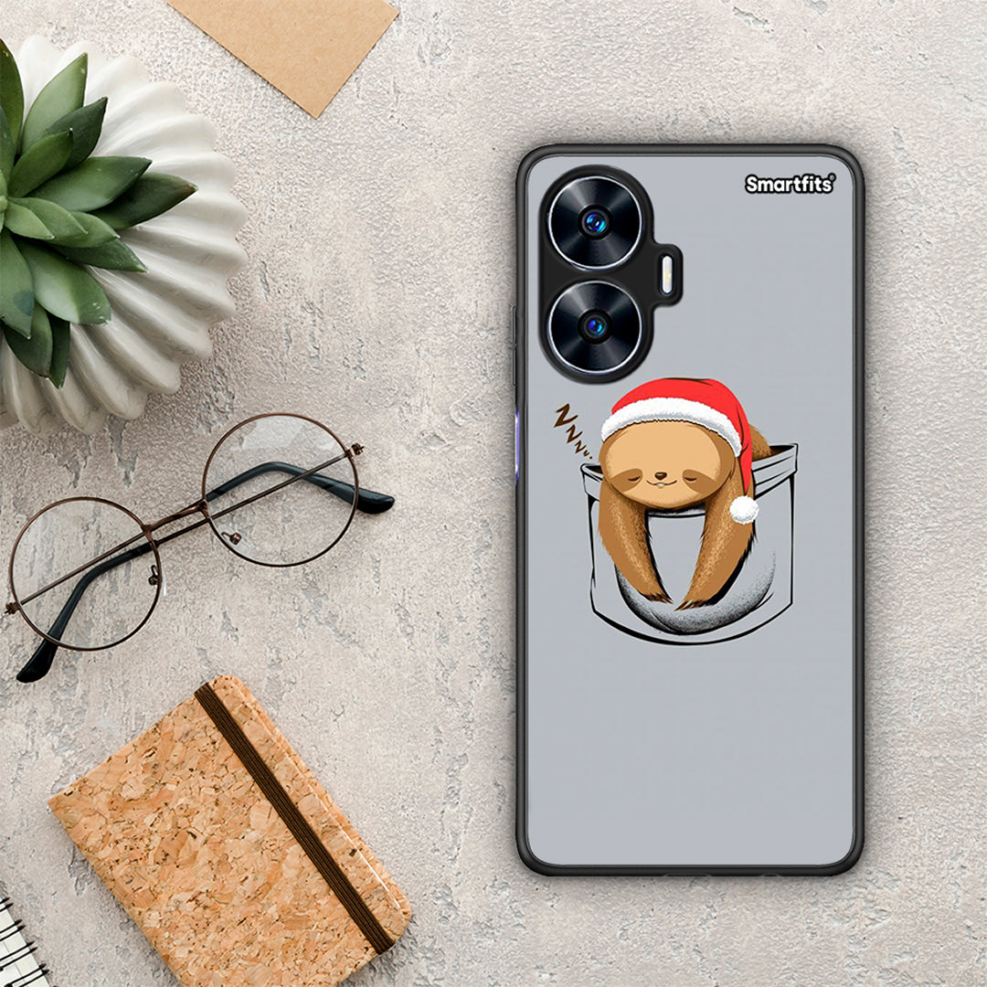 Θήκη Realme C55 Dual Xmas Zzzz από τη Smartfits με σχέδιο στο πίσω μέρος και μαύρο περίβλημα | Realme C55 Dual Xmas Zzzz Case with Colorful Back and Black Bezels