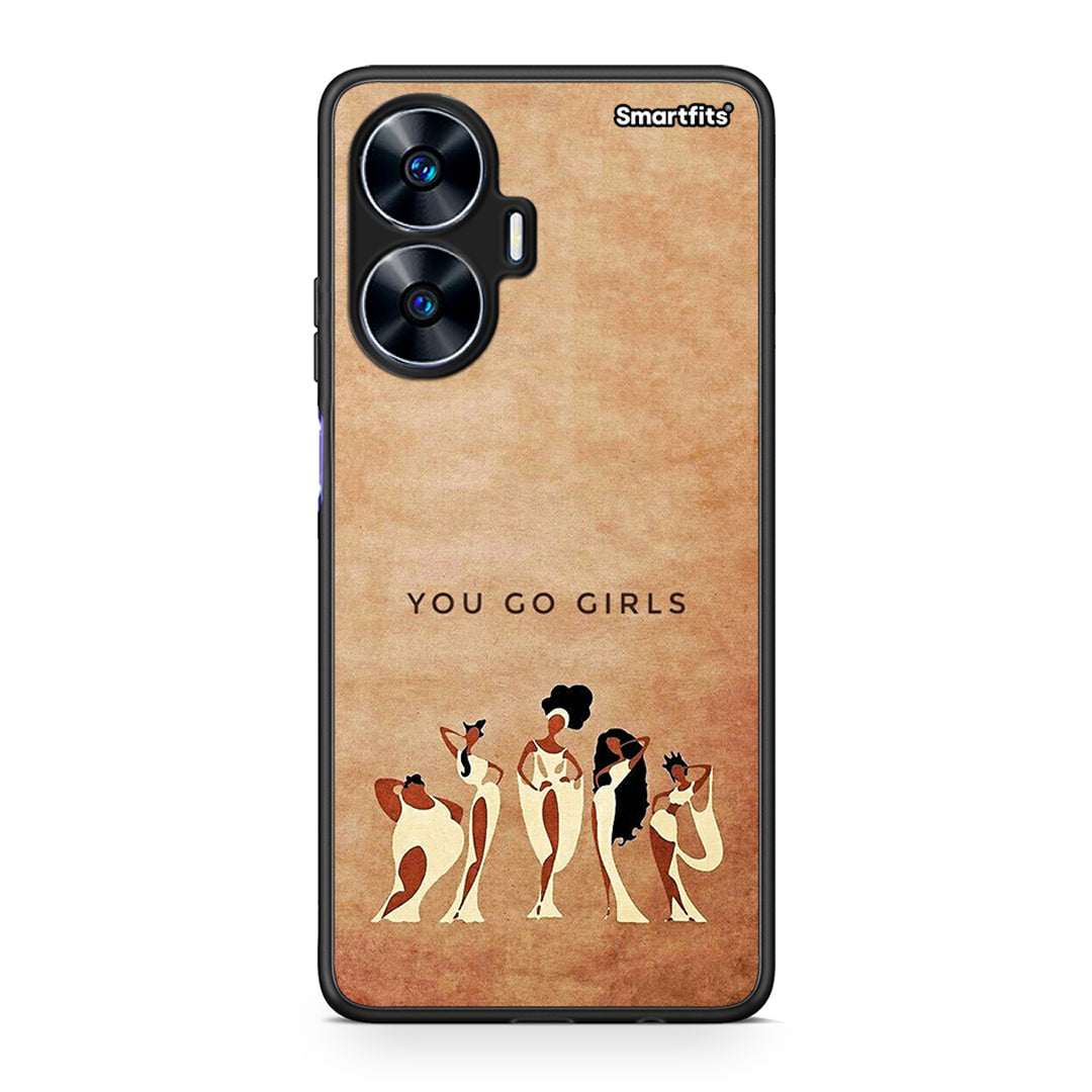 Θήκη Realme C55 Dual You Go Girl από τη Smartfits με σχέδιο στο πίσω μέρος και μαύρο περίβλημα | Realme C55 Dual You Go Girl Case with Colorful Back and Black Bezels