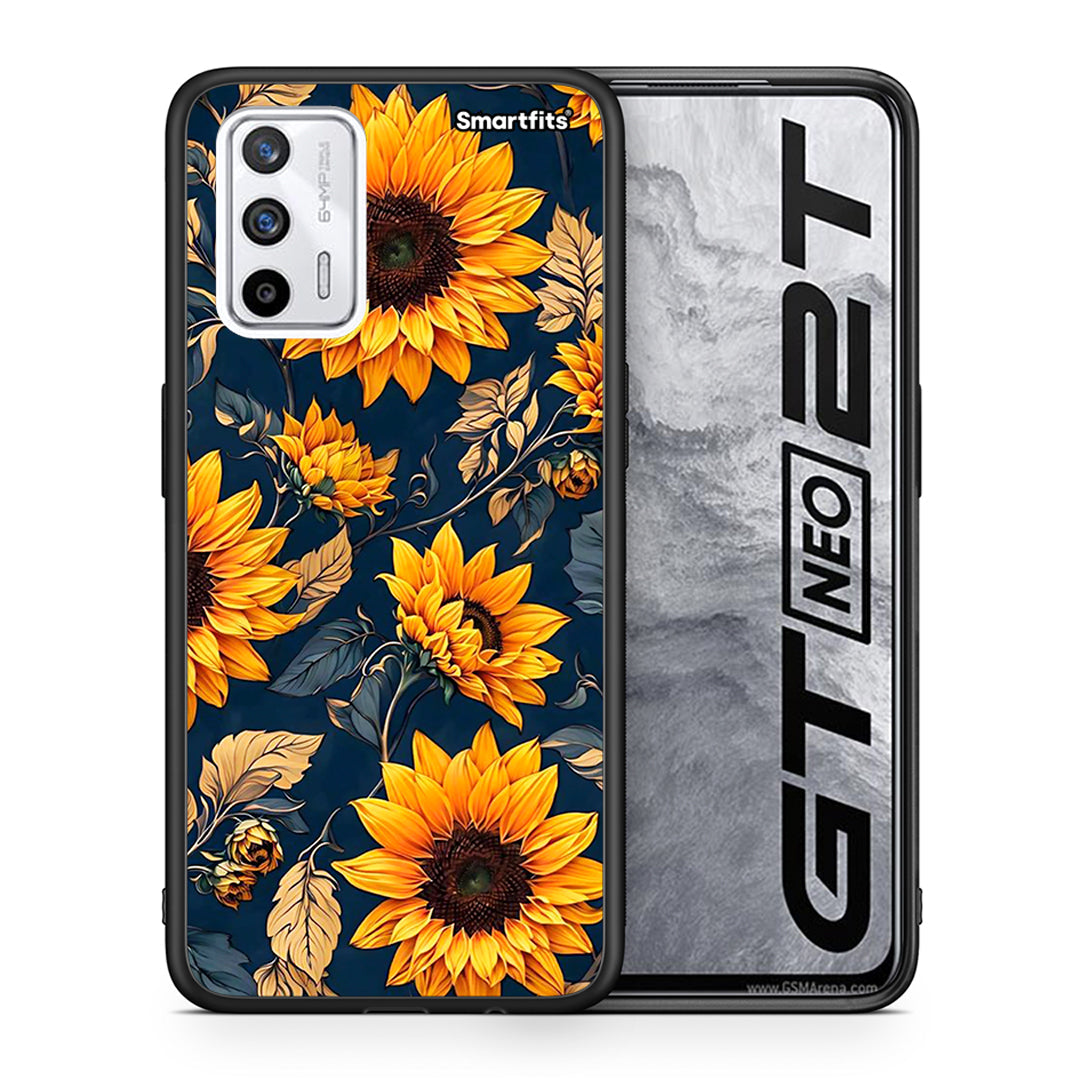 Θήκη Realme GT Autumn Sunflowers από τη Smartfits με σχέδιο στο πίσω μέρος και μαύρο περίβλημα | Realme GT Autumn Sunflowers case with colorful back and black bezels