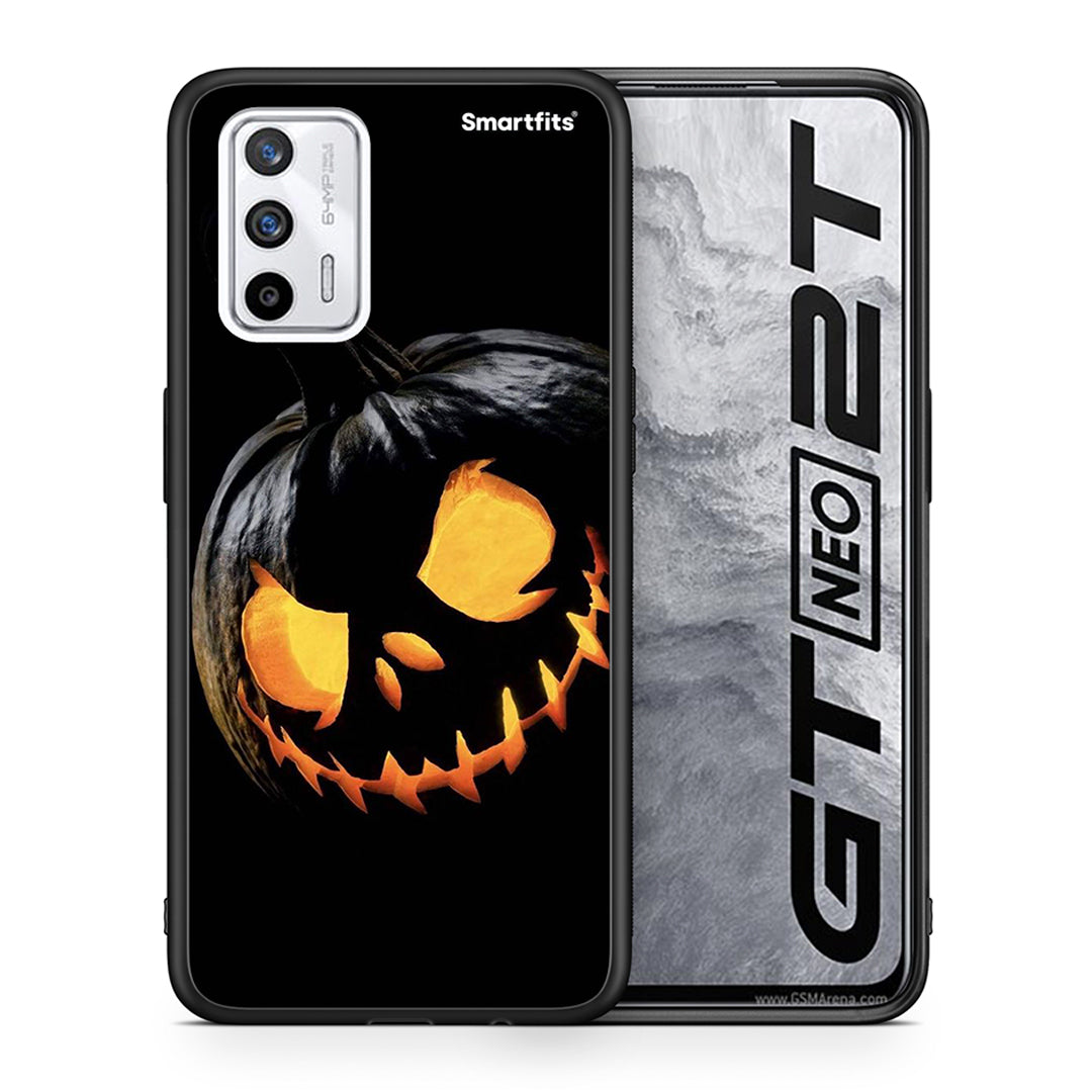 Θήκη Realme GT Halloween Scary Pumpkin από τη Smartfits με σχέδιο στο πίσω μέρος και μαύρο περίβλημα | Realme GT Halloween Scary Pumpkin case with colorful back and black bezels