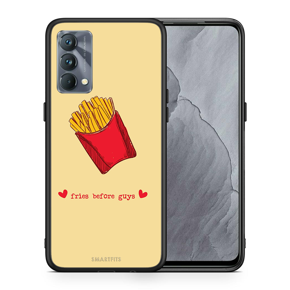 Θήκη Αγίου Βαλεντίνου Realme GT Master Fries Before Guys από τη Smartfits με σχέδιο στο πίσω μέρος και μαύρο περίβλημα | Realme GT Master Fries Before Guys case with colorful back and black bezels