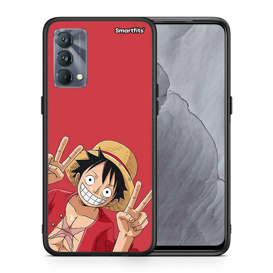 Θήκη Realme GT Master Pirate Luffy από τη Smartfits με σχέδιο στο πίσω μέρος και μαύρο περίβλημα | Realme GT Master Pirate Luffy case with colorful back and black bezels