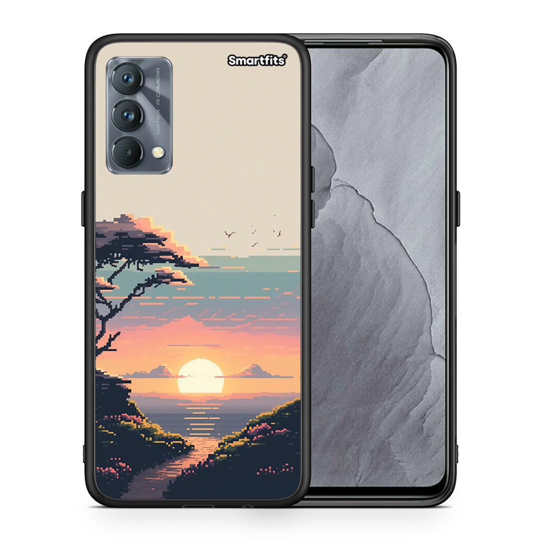 Θήκη Realme GT Master Pixel Sunset από τη Smartfits με σχέδιο στο πίσω μέρος και μαύρο περίβλημα | Realme GT Master Pixel Sunset case with colorful back and black bezels