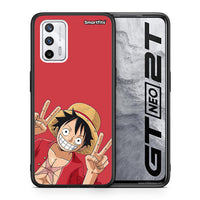 Thumbnail for Θήκη Realme GT Pirate Luffy από τη Smartfits με σχέδιο στο πίσω μέρος και μαύρο περίβλημα | Realme GT Pirate Luffy case with colorful back and black bezels