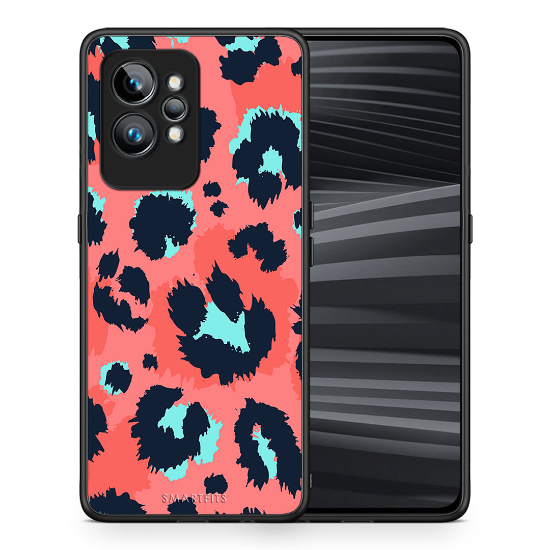 Θήκη Realme GT2 Pro Animal Pink Leopard από τη Smartfits με σχέδιο στο πίσω μέρος και μαύρο περίβλημα | Realme GT2 Pro Animal Pink Leopard Case with Colorful Back and Black Bezels