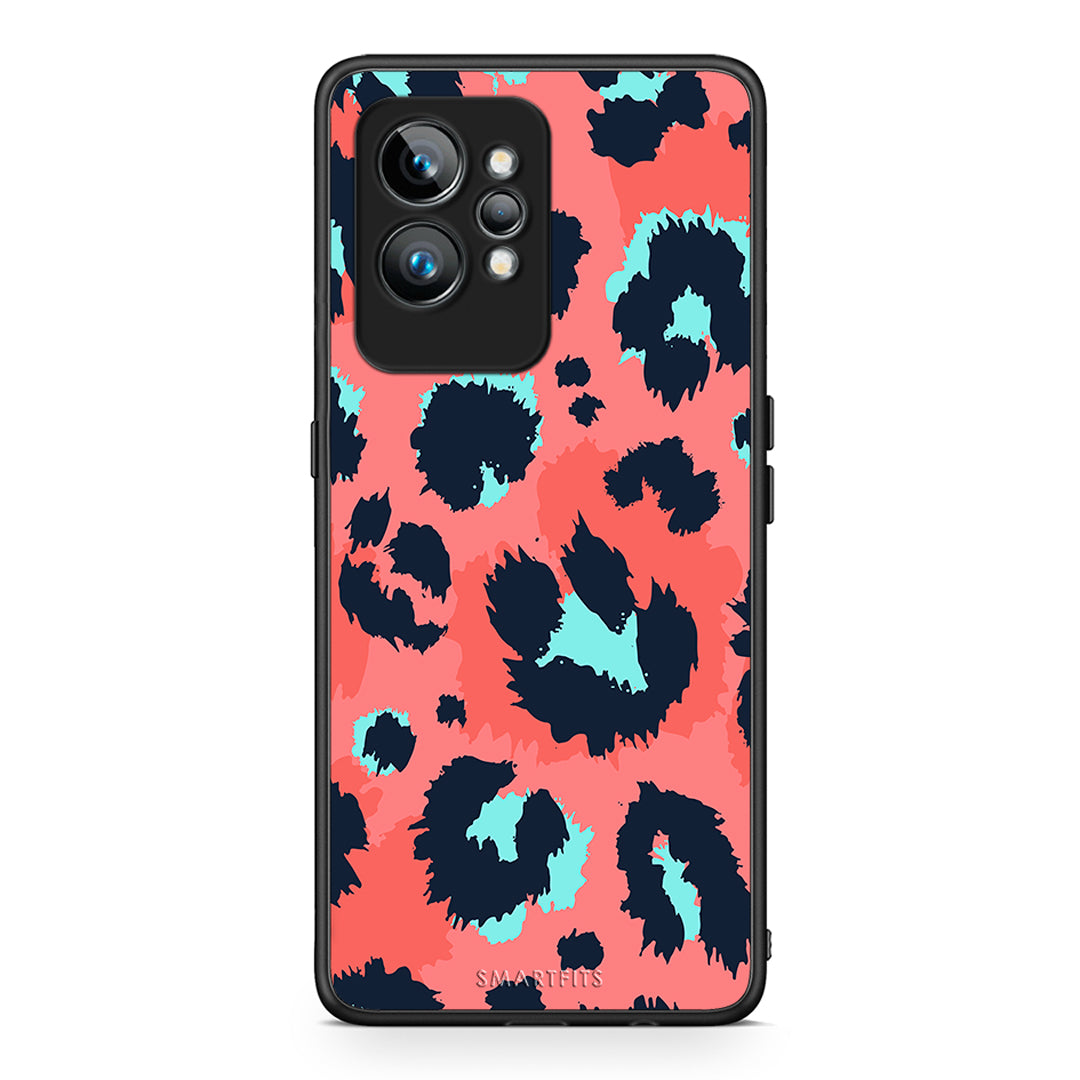 Θήκη Realme GT2 Pro Animal Pink Leopard από τη Smartfits με σχέδιο στο πίσω μέρος και μαύρο περίβλημα | Realme GT2 Pro Animal Pink Leopard Case with Colorful Back and Black Bezels