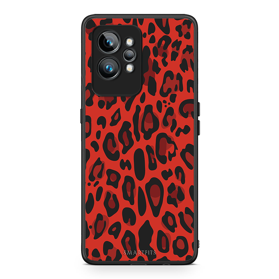 Θήκη Realme GT2 Pro Animal Red Leopard από τη Smartfits με σχέδιο στο πίσω μέρος και μαύρο περίβλημα | Realme GT2 Pro Animal Red Leopard Case with Colorful Back and Black Bezels