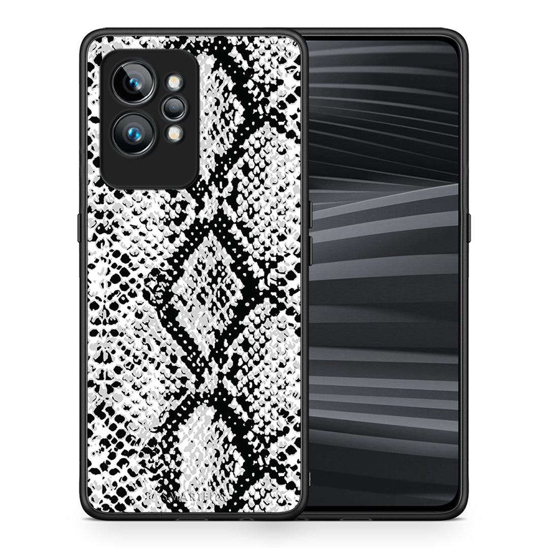 Θήκη Realme GT2 Pro Animal White Snake από τη Smartfits με σχέδιο στο πίσω μέρος και μαύρο περίβλημα | Realme GT2 Pro Animal White Snake Case with Colorful Back and Black Bezels