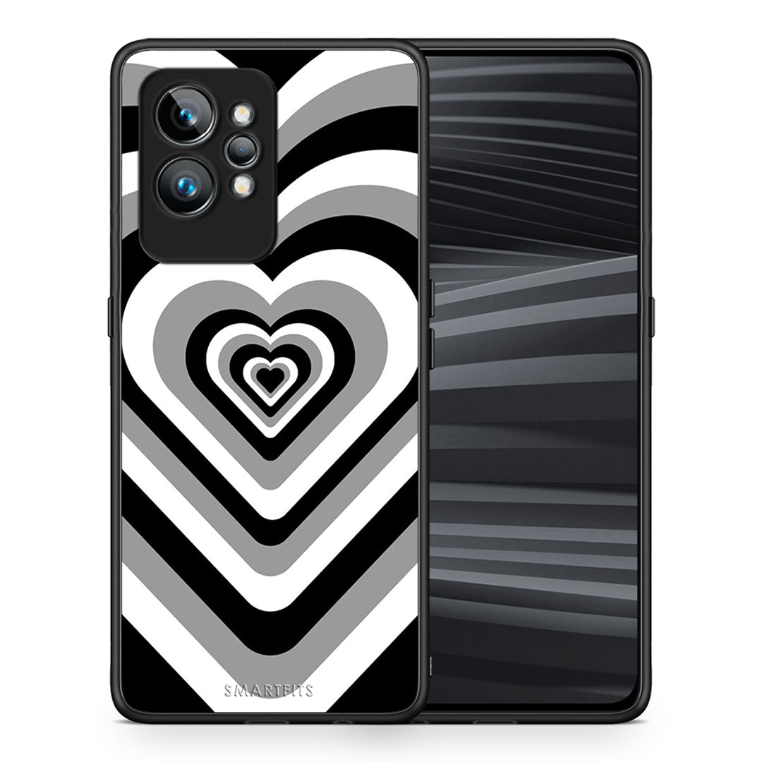 Θήκη Realme GT2 Pro Black Hearts από τη Smartfits με σχέδιο στο πίσω μέρος και μαύρο περίβλημα | Realme GT2 Pro Black Hearts Case with Colorful Back and Black Bezels