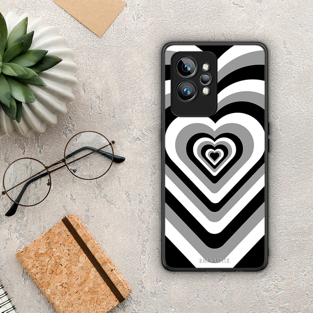 Θήκη Realme GT2 Pro Black Hearts από τη Smartfits με σχέδιο στο πίσω μέρος και μαύρο περίβλημα | Realme GT2 Pro Black Hearts Case with Colorful Back and Black Bezels