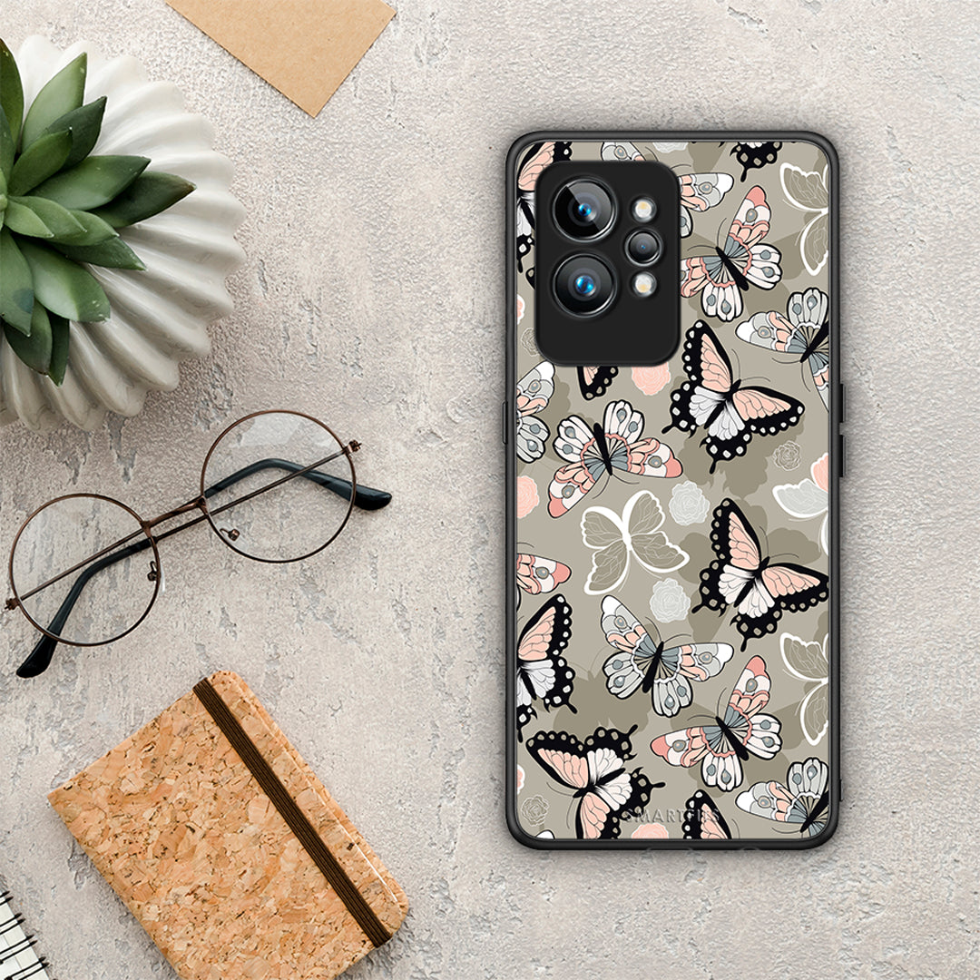 Θήκη Realme GT2 Pro Boho Butterflies από τη Smartfits με σχέδιο στο πίσω μέρος και μαύρο περίβλημα | Realme GT2 Pro Boho Butterflies Case with Colorful Back and Black Bezels