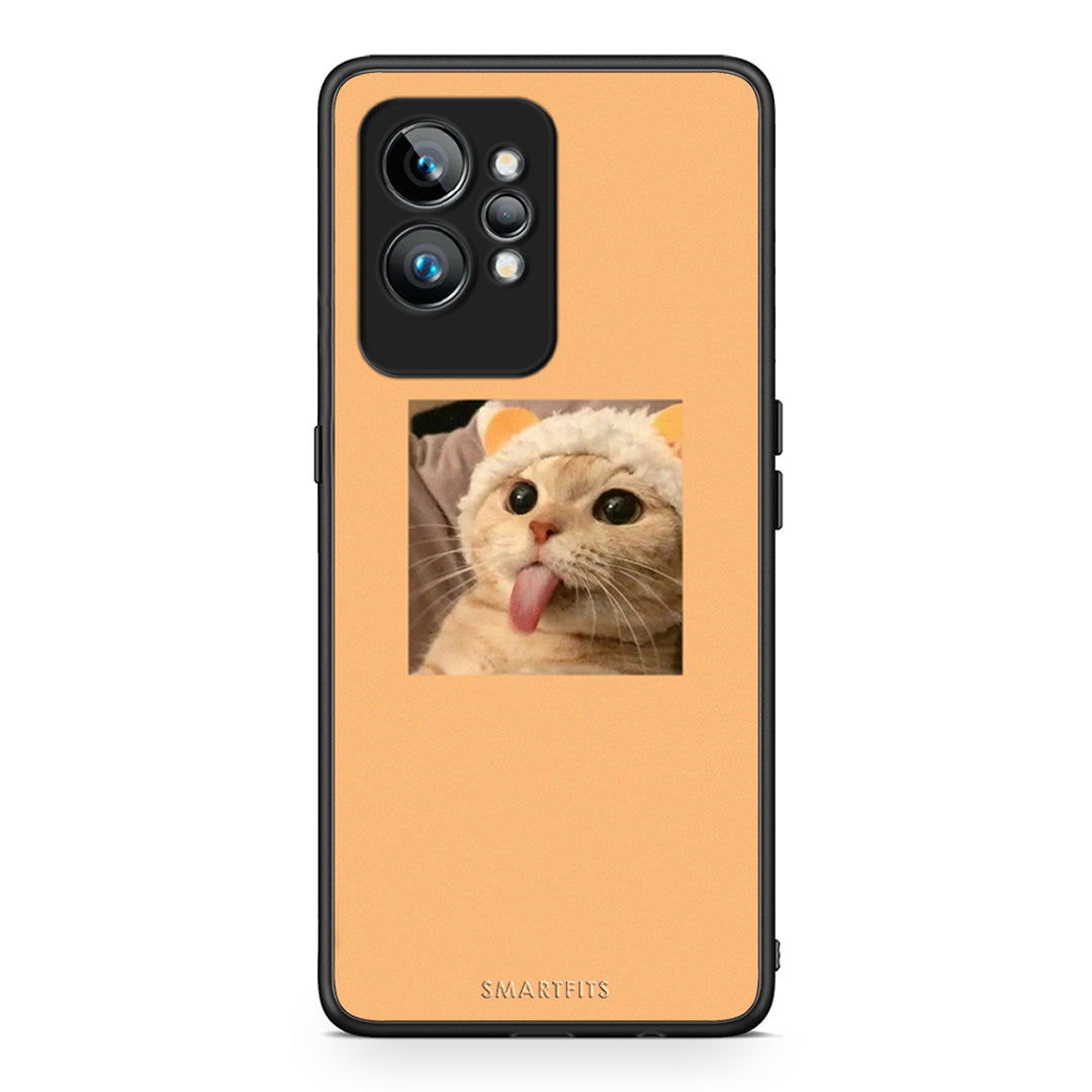 Θήκη Realme GT2 Pro Cat Tongue από τη Smartfits με σχέδιο στο πίσω μέρος και μαύρο περίβλημα | Realme GT2 Pro Cat Tongue Case with Colorful Back and Black Bezels