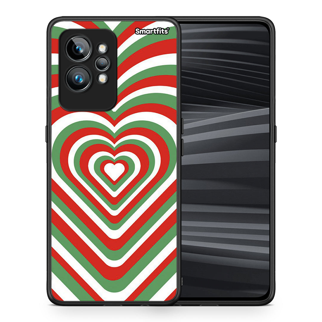 Θήκη Realme GT2 Pro Christmas Hearts από τη Smartfits με σχέδιο στο πίσω μέρος και μαύρο περίβλημα | Realme GT2 Pro Christmas Hearts Case with Colorful Back and Black Bezels