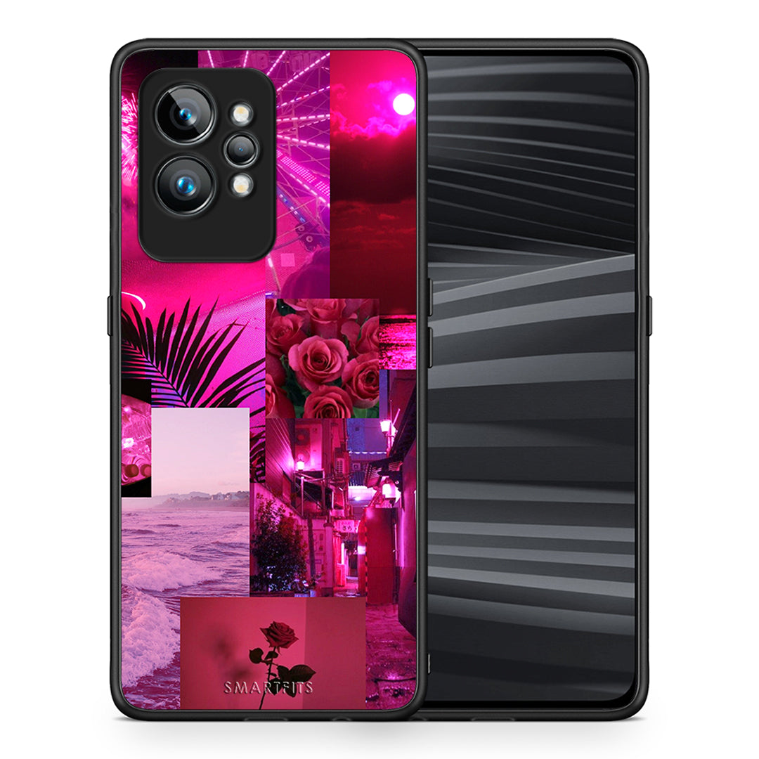 Θήκη Realme GT2 Pro Collage Red Roses από τη Smartfits με σχέδιο στο πίσω μέρος και μαύρο περίβλημα | Realme GT2 Pro Collage Red Roses Case with Colorful Back and Black Bezels