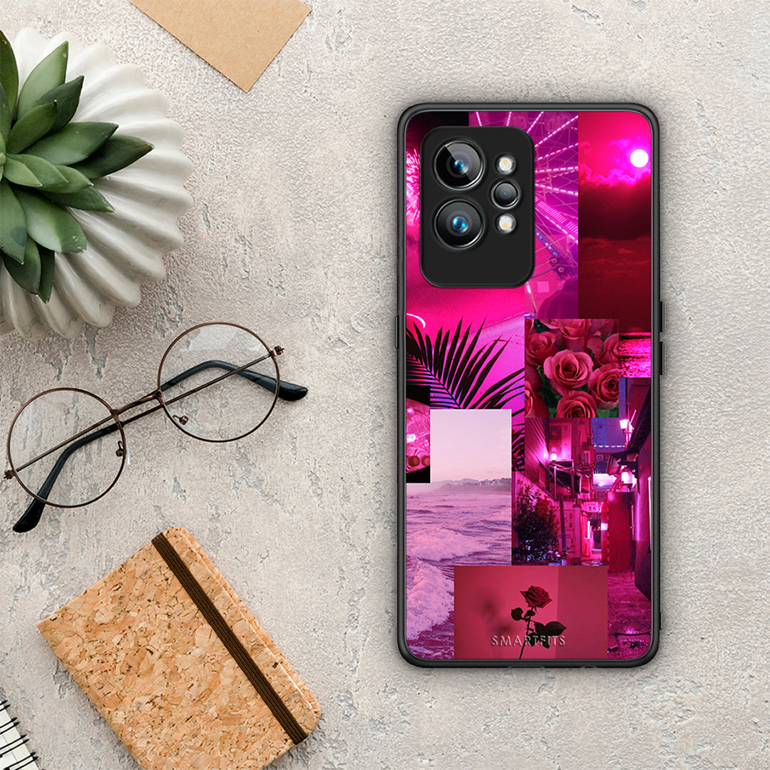 Θήκη Realme GT2 Pro Collage Red Roses από τη Smartfits με σχέδιο στο πίσω μέρος και μαύρο περίβλημα | Realme GT2 Pro Collage Red Roses Case with Colorful Back and Black Bezels