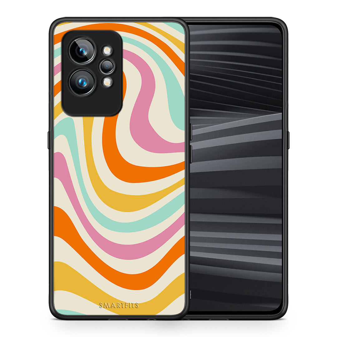 Θήκη Realme GT2 Pro Colourful Waves από τη Smartfits με σχέδιο στο πίσω μέρος και μαύρο περίβλημα | Realme GT2 Pro Colourful Waves Case with Colorful Back and Black Bezels