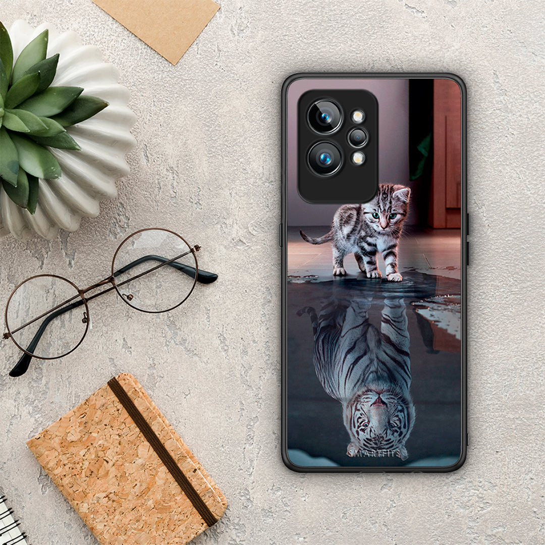 Θήκη Realme GT2 Pro Cute Tiger από τη Smartfits με σχέδιο στο πίσω μέρος και μαύρο περίβλημα | Realme GT2 Pro Cute Tiger Case with Colorful Back and Black Bezels