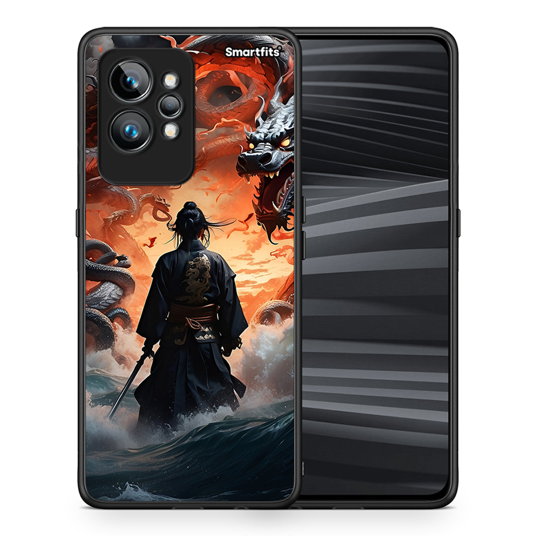 Θήκη Realme GT2 Pro Dragons Fight από τη Smartfits με σχέδιο στο πίσω μέρος και μαύρο περίβλημα | Realme GT2 Pro Dragons Fight Case with Colorful Back and Black Bezels