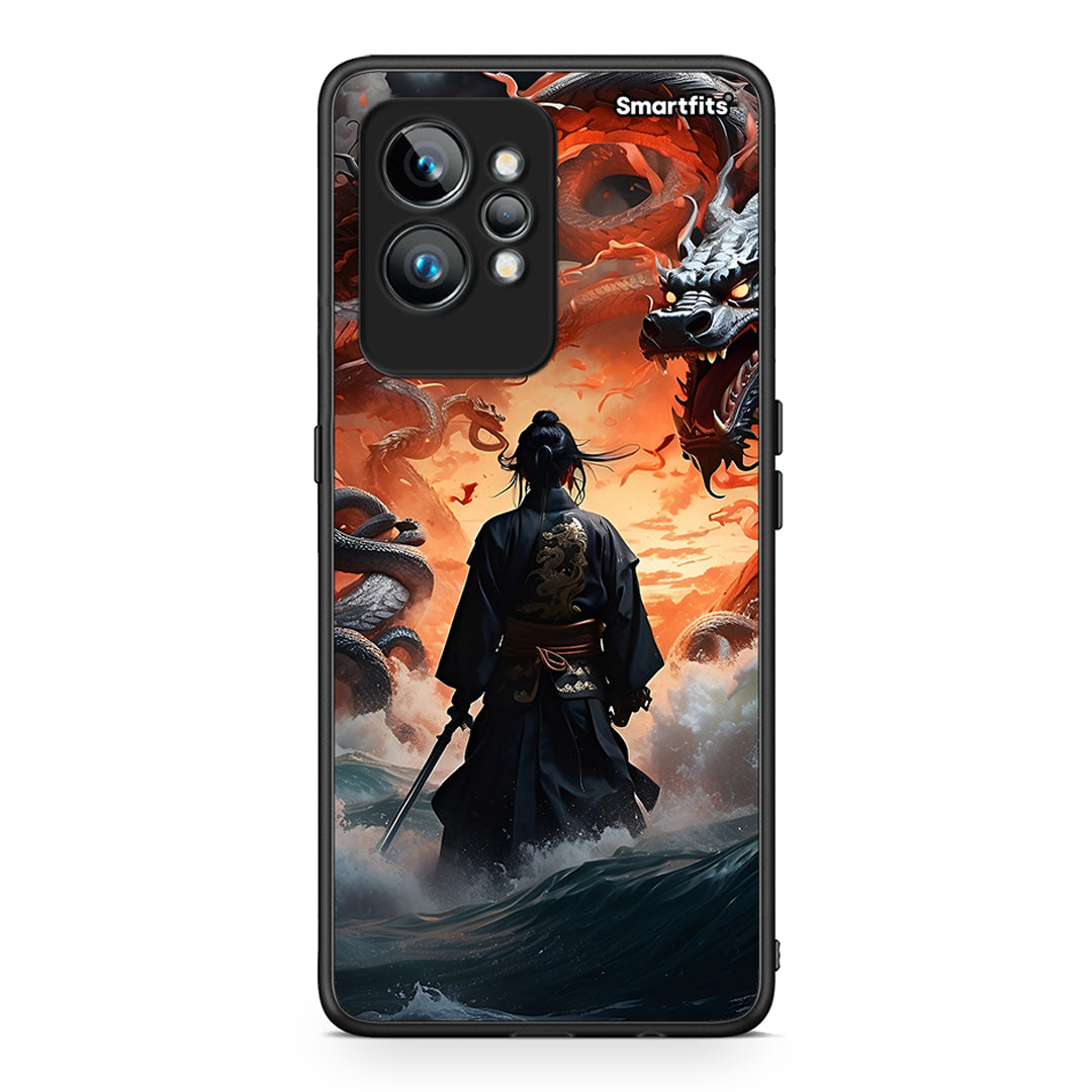 Θήκη Realme GT2 Pro Dragons Fight από τη Smartfits με σχέδιο στο πίσω μέρος και μαύρο περίβλημα | Realme GT2 Pro Dragons Fight Case with Colorful Back and Black Bezels