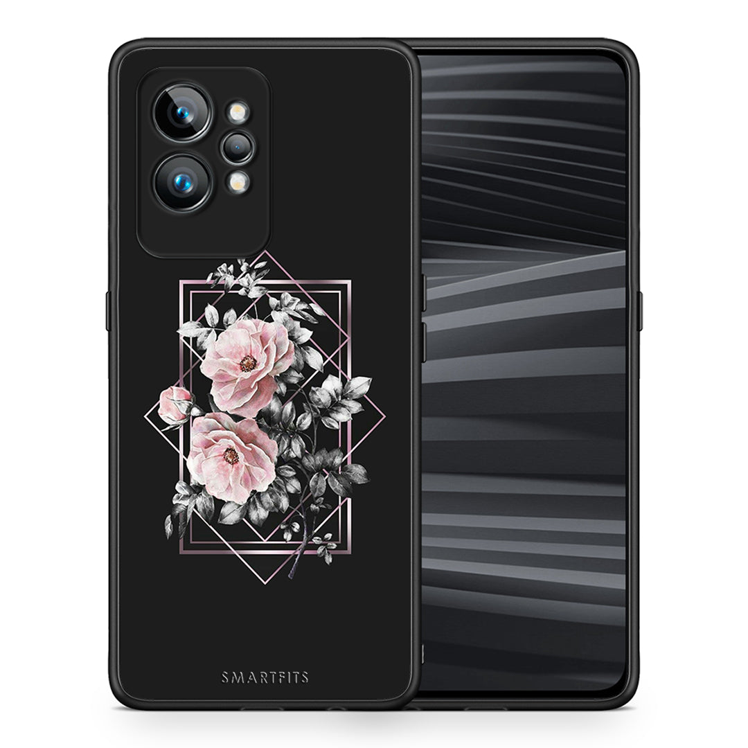 Θήκη Realme GT2 Pro Flower Frame από τη Smartfits με σχέδιο στο πίσω μέρος και μαύρο περίβλημα | Realme GT2 Pro Flower Frame Case with Colorful Back and Black Bezels