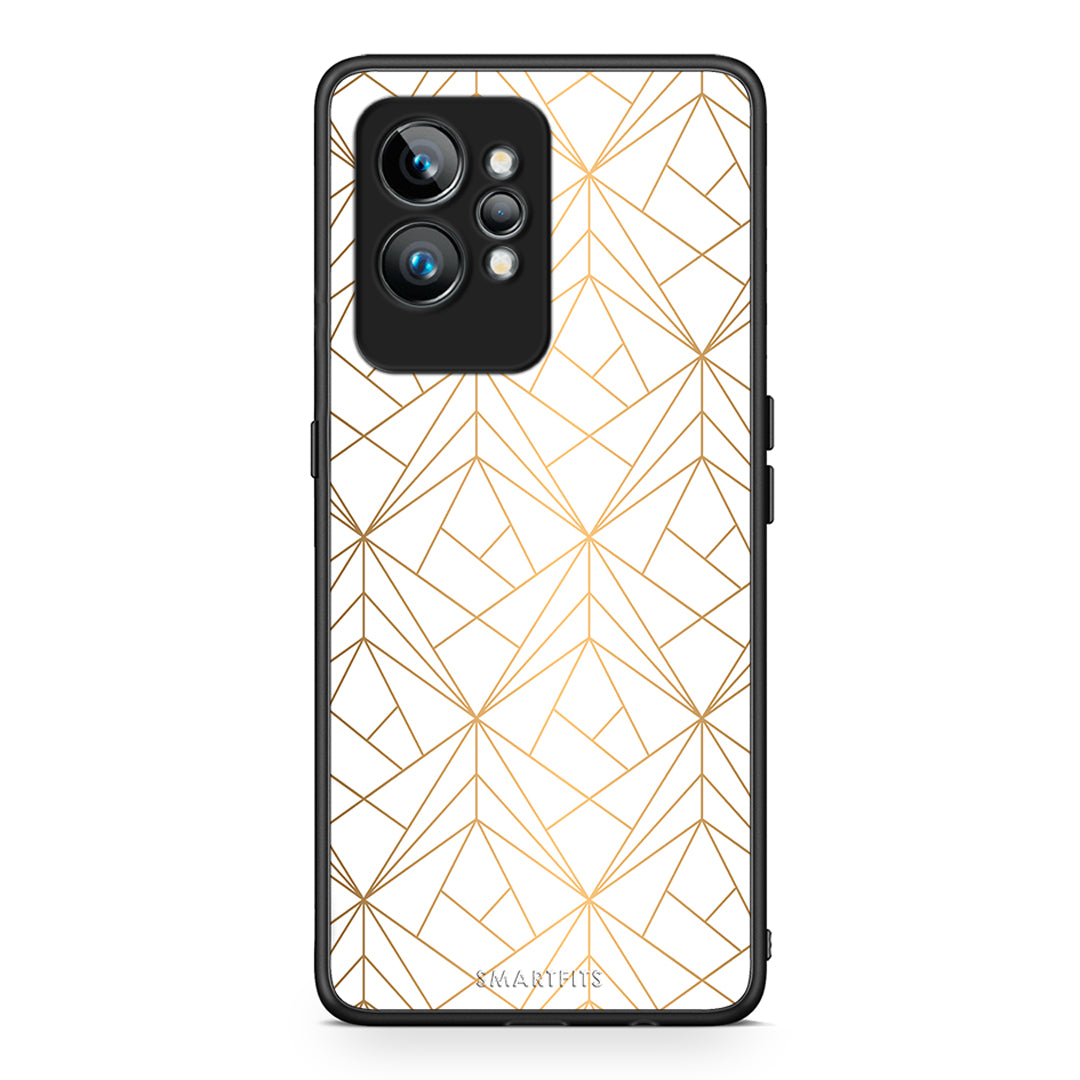 Θήκη Realme GT2 Pro Geometric Luxury White από τη Smartfits με σχέδιο στο πίσω μέρος και μαύρο περίβλημα | Realme GT2 Pro Geometric Luxury White Case with Colorful Back and Black Bezels