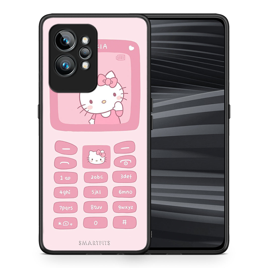 Θήκη Realme GT2 Pro Hello Kitten από τη Smartfits με σχέδιο στο πίσω μέρος και μαύρο περίβλημα | Realme GT2 Pro Hello Kitten Case with Colorful Back and Black Bezels